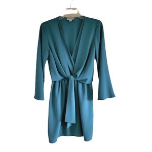 NWOT TopShop Women's Turquoise Dress with Billowy Long Sleeves size 2